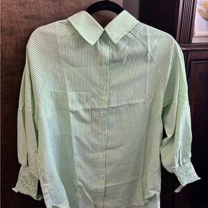 ViVI Green and White Striped Shirt